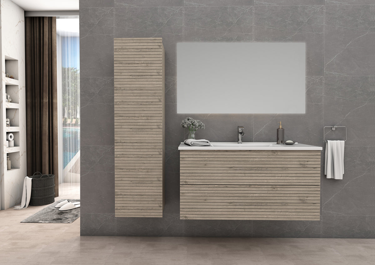 Aloni Elite onderkast met horizontaal reliëf (80cm) - licht hout