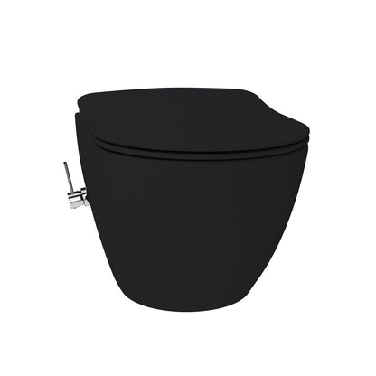 Creavit free hangtoilet met bidet - randloos - met bidetkraan koud en warm water - zonder zitting - mat houtskool zwart