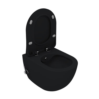 Creavit free hangtoilet met bidet - randloos - met bidetkraan koud en warm water - zonder zitting - mat houtskool zwart