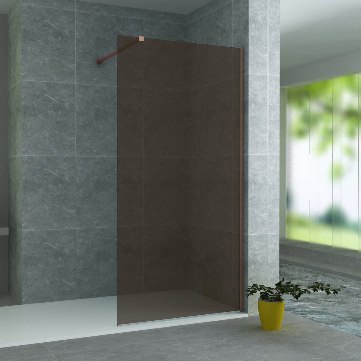 Aloni glaswand voor inloopdouche - 1400 x 2000 mm - champagne glas