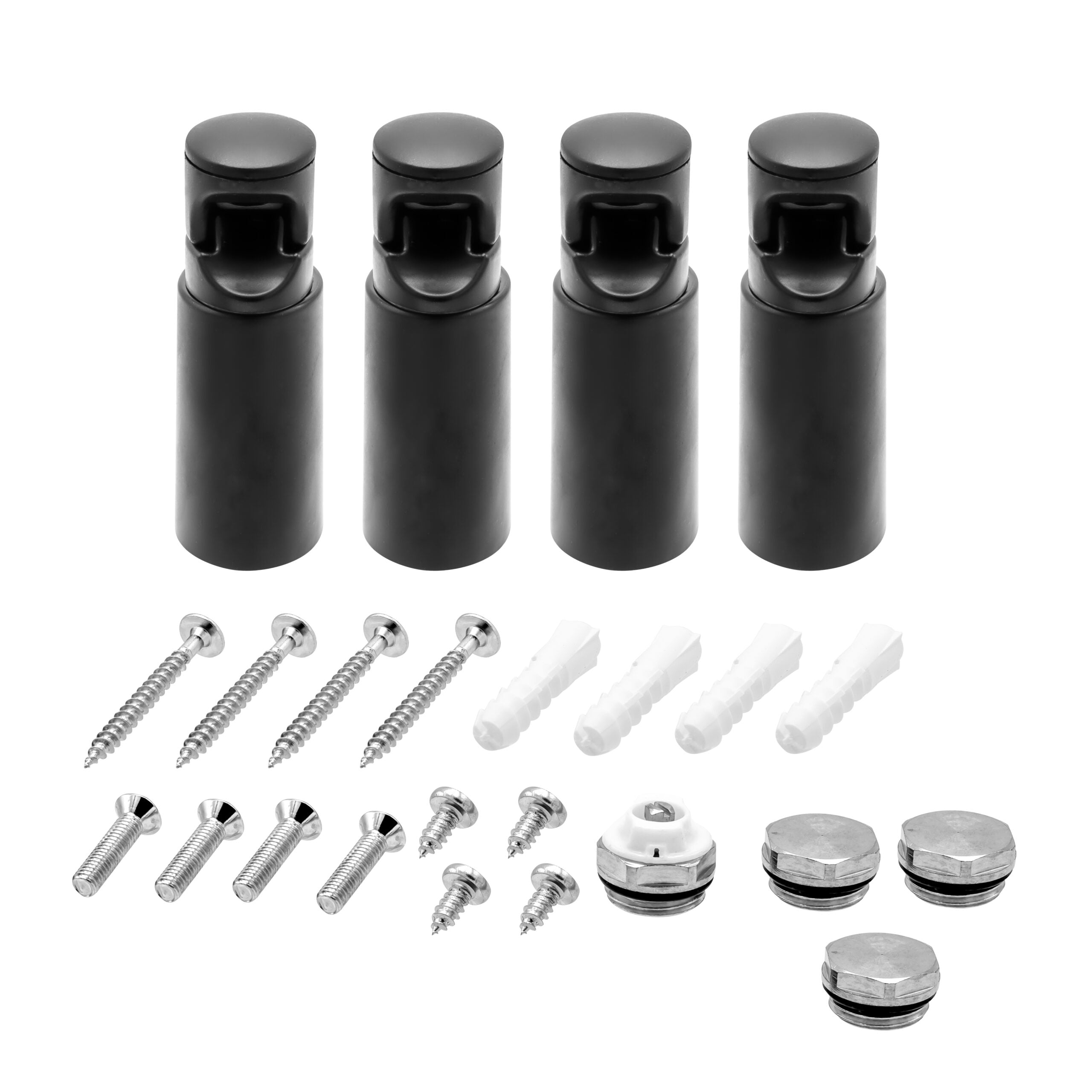 Bevestigingsset handdoekdroger - 4 stuks - mat zwart