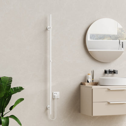 Belrad elektrische staafhanddoekdroger - enkel - met digitale, programmeerbare thermostaat - 60w - ø2,5cm - 150x6,3x12,7 cm - glanzend wit, sfeerbeeld