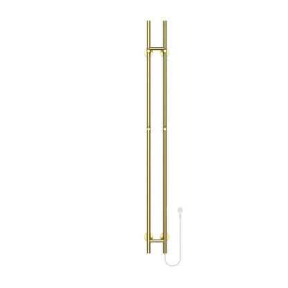 Belrad elektrische staafhanddoekdroger - dubbel - met digitale, programeerbare thermostaat - 120w - ø2,5cm - 150x16,8x12,7 cm - geborsteld goud