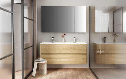 Aloni hayat wastafelonderkast - 2 lades - softclose - greeploos - 119,5x50x45 cm - eik, sfeerbeeld