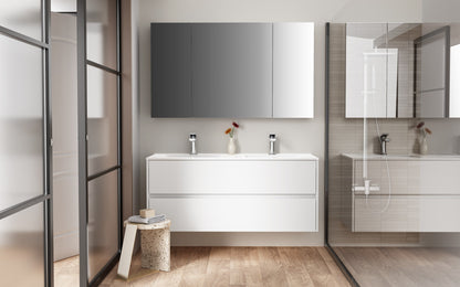 Aloni hayat wastafelonderkast - 2 lades - softclose - greeploos - 119,5x50x45 cm - glanzend wit, sfeerbeeld