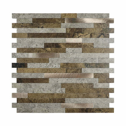 Isodeco Zelfklevende Mozaïek Steenstrip Koper Taupe