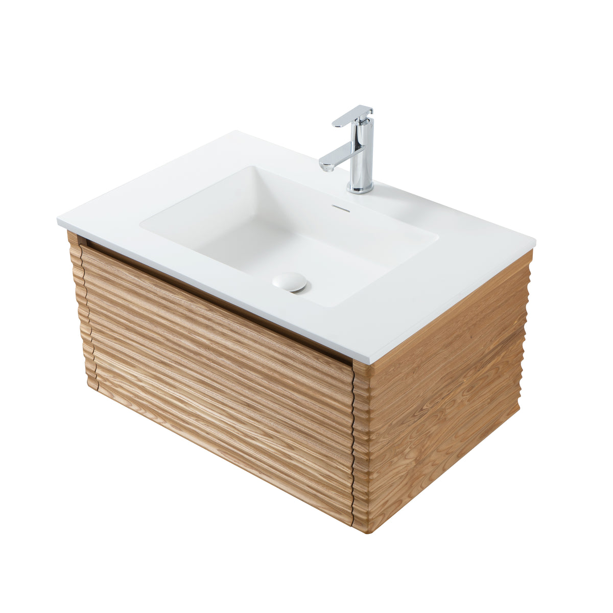 SH Kamellia wastafelonderkast - 1 lade - greeploos - soft close – 79x40x52 cm - licht walnoten
