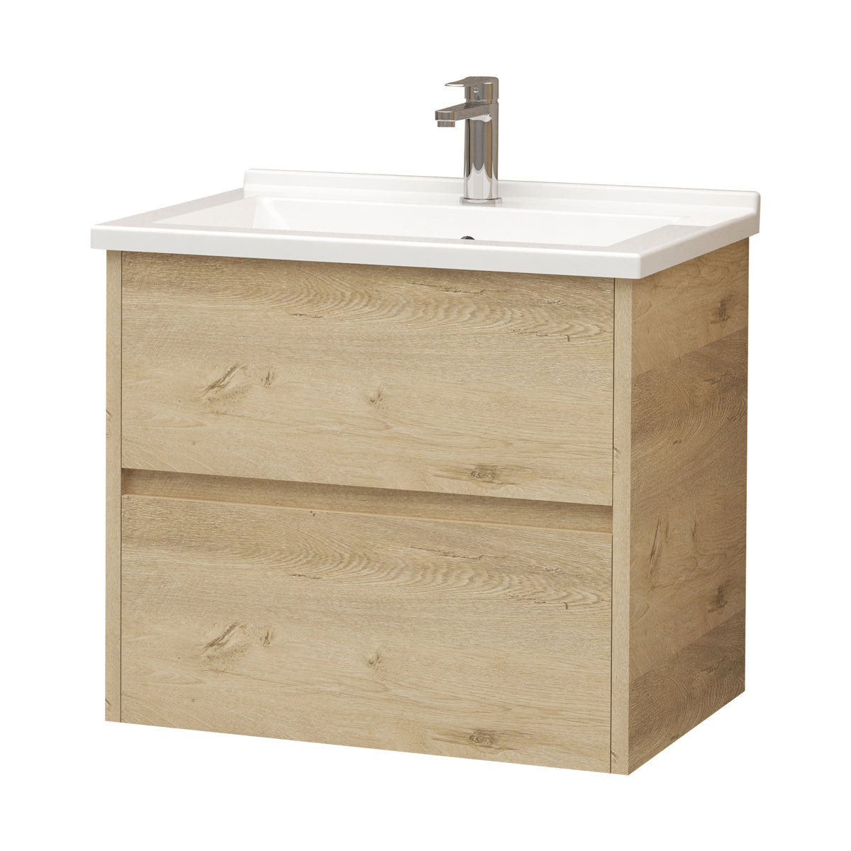 Aloni hayat wastafelonderkast - 2 lades - softclose - greeploos - 59,5x50x45 cm - eik
