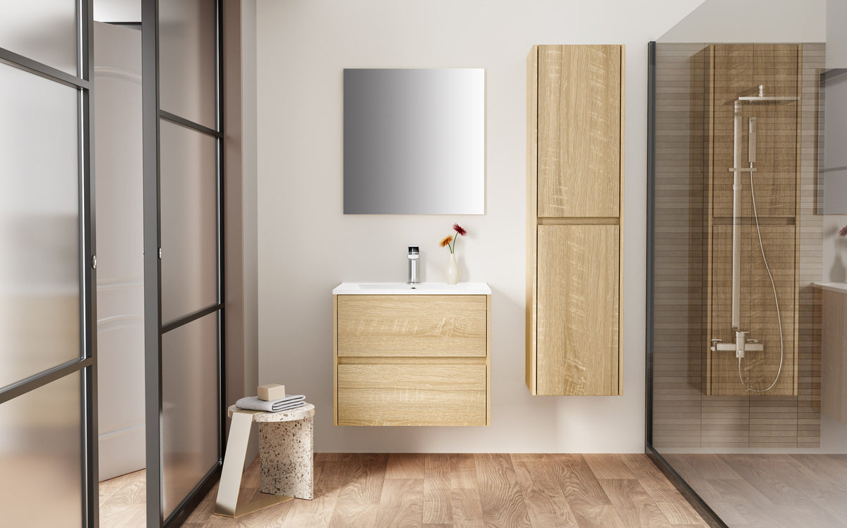 Aloni hayat wastafelonderkast - 2 lades - softclose - greeploos - 59,5x50x45 cm - eik, sfeerbeeld