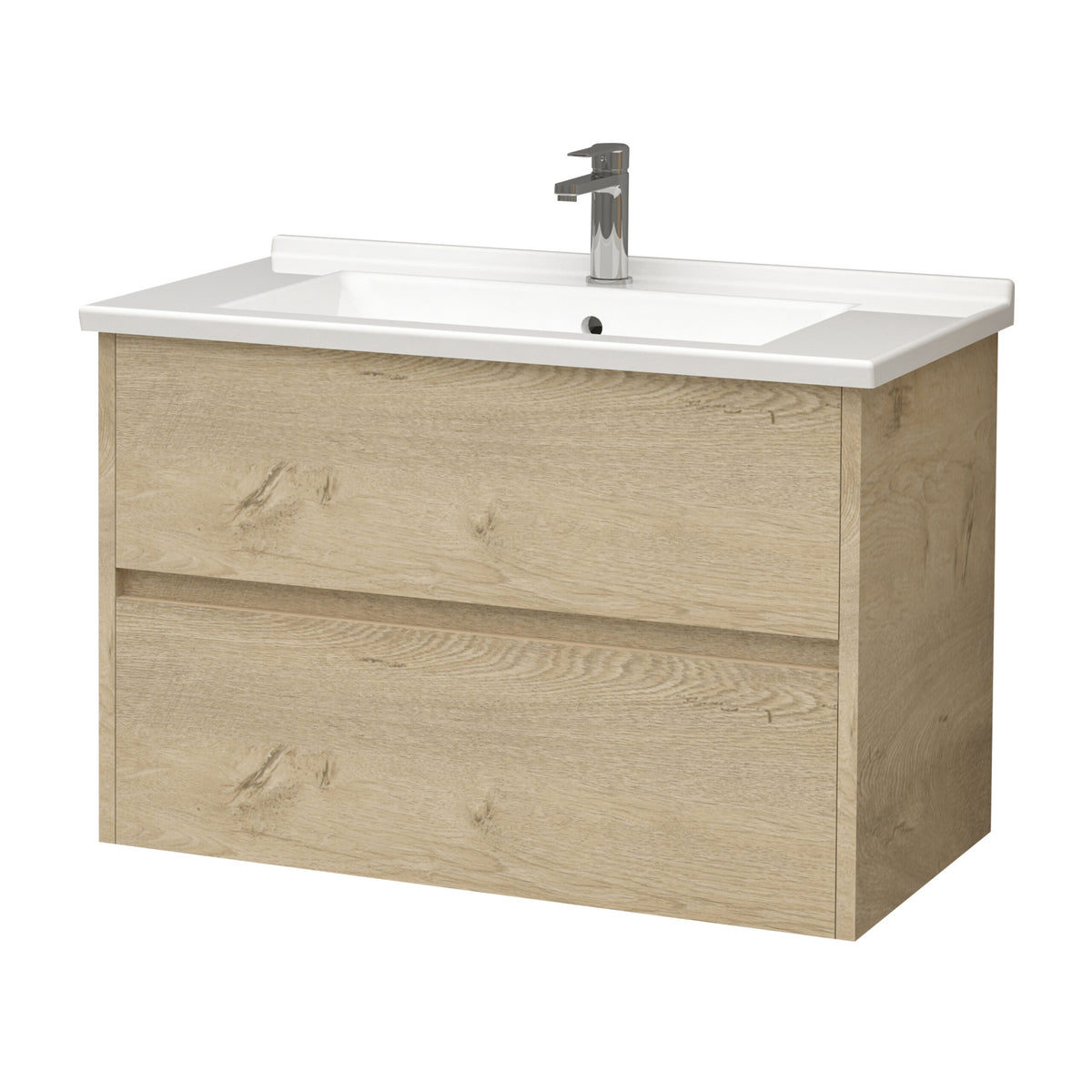 Aloni hayat wastafelonderkast - 2 lades - softclose - greeploos - 119,5x50x45 cm - eik