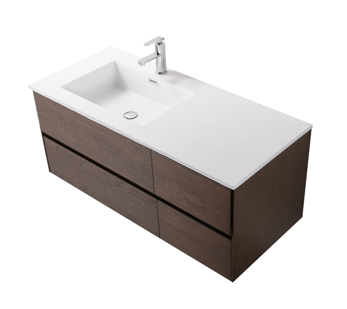 SH Layda wastafelonderkast - 4 lades - greeploos - soft close – 119x49x52 cm - donker walnoten