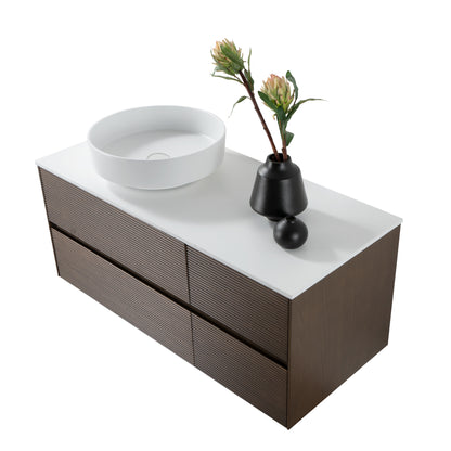SH Layda wastafelonderkast - 4 lades - greeploos - soft close – 119x49x52 cm - donker walnoten