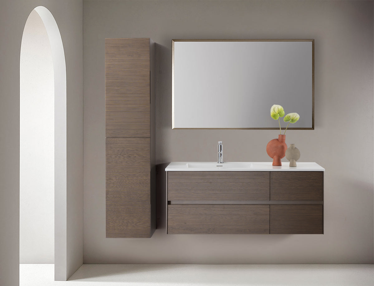 SH Layda wastafelonderkast - 4 lades - greeploos - soft close – 119x49x52 cm - donker walnoten, sfeerbeeld