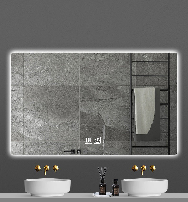 Aloni queen spiegel - met led verlichting - rechthoekig - zonder lijst - met verwarming - kleurtemperatuur led 3500-6500k - 100x60cm