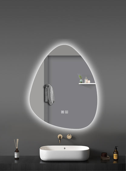 Aloni uovo spiegel - met led verlichting - eirond - zonder lijst - met verwarming - kleurtemperatuur led 3500-6500k - 60x100cm