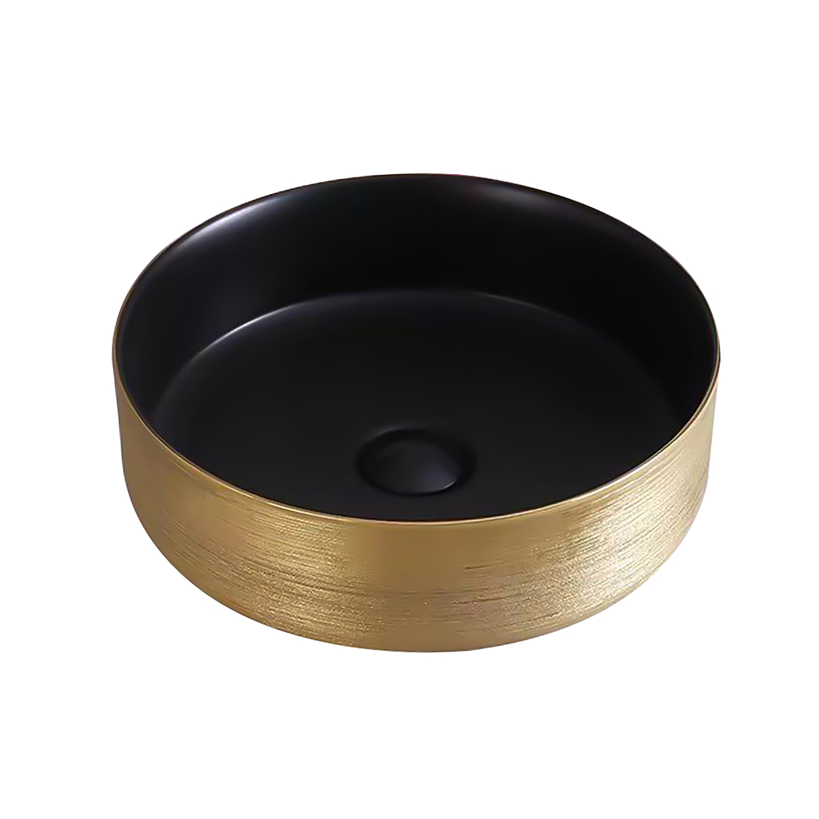 Aloni turo waskom met reliëf - opbouw - zonder overloop - zonder kraangat - keramiek - 36x12x36 cm - goud/mat zwart