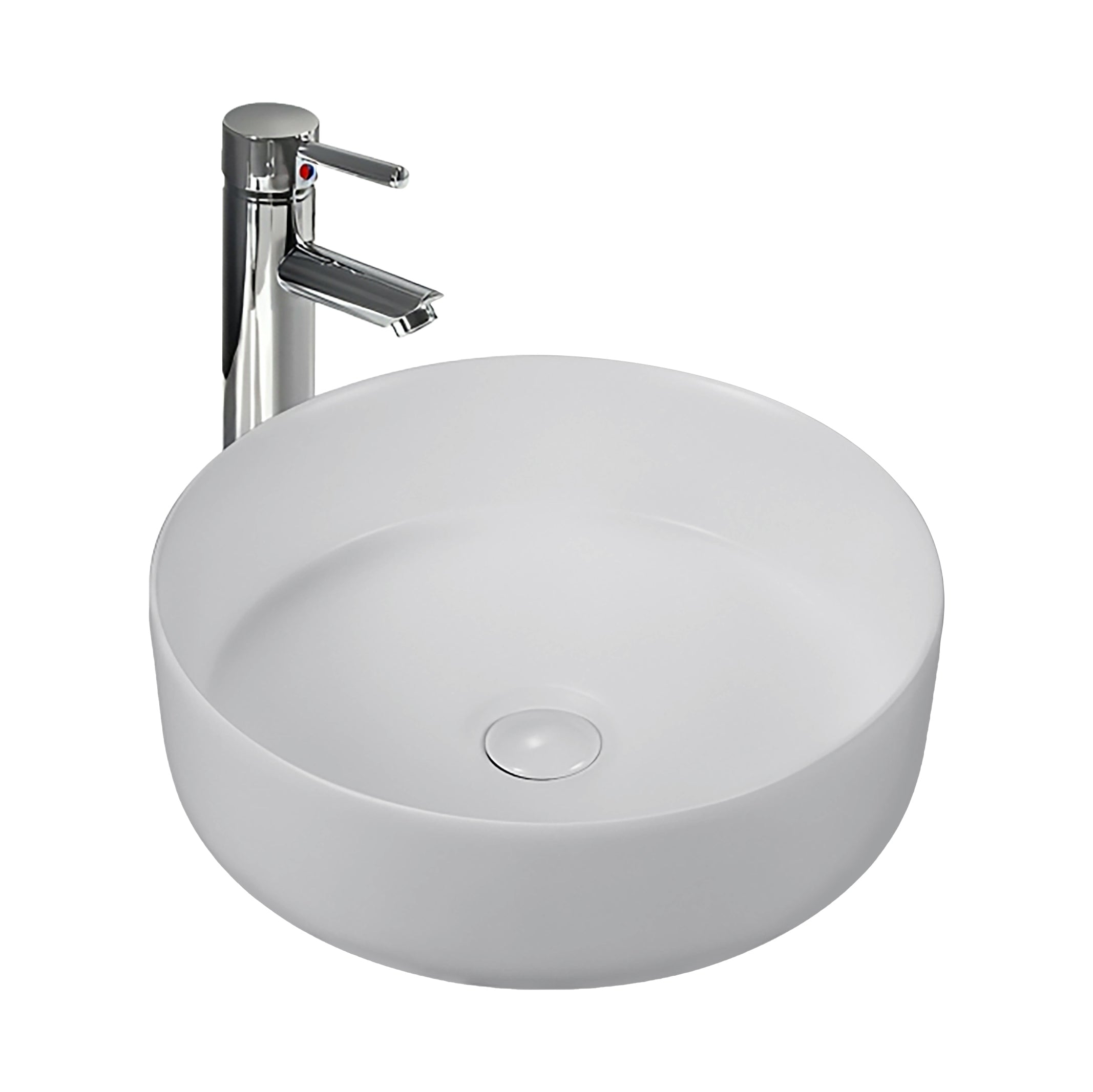 Aloni fira waskom - opbouw - zonder overloop - zonder kraangat - met click waste - keramiek - 36x12,5x36 cm - mat wit