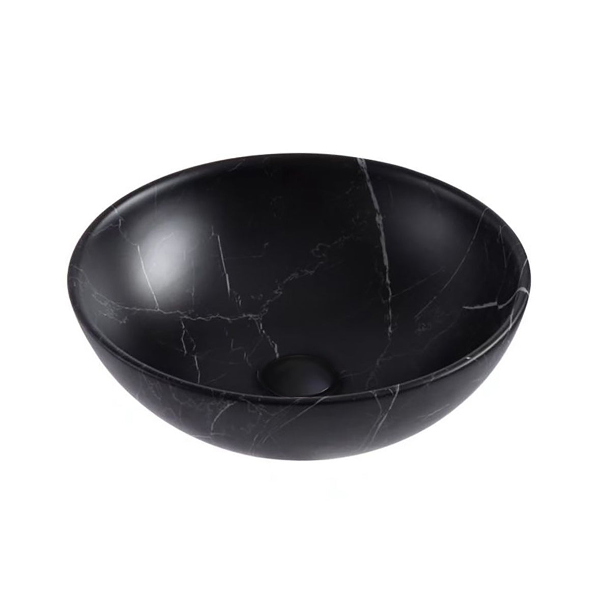 Aloni tivra waskom  - opbouw - zonder overloop - zonder kraangat - met click waste - keramiek - 38x13x38 cm - zwart marmer
