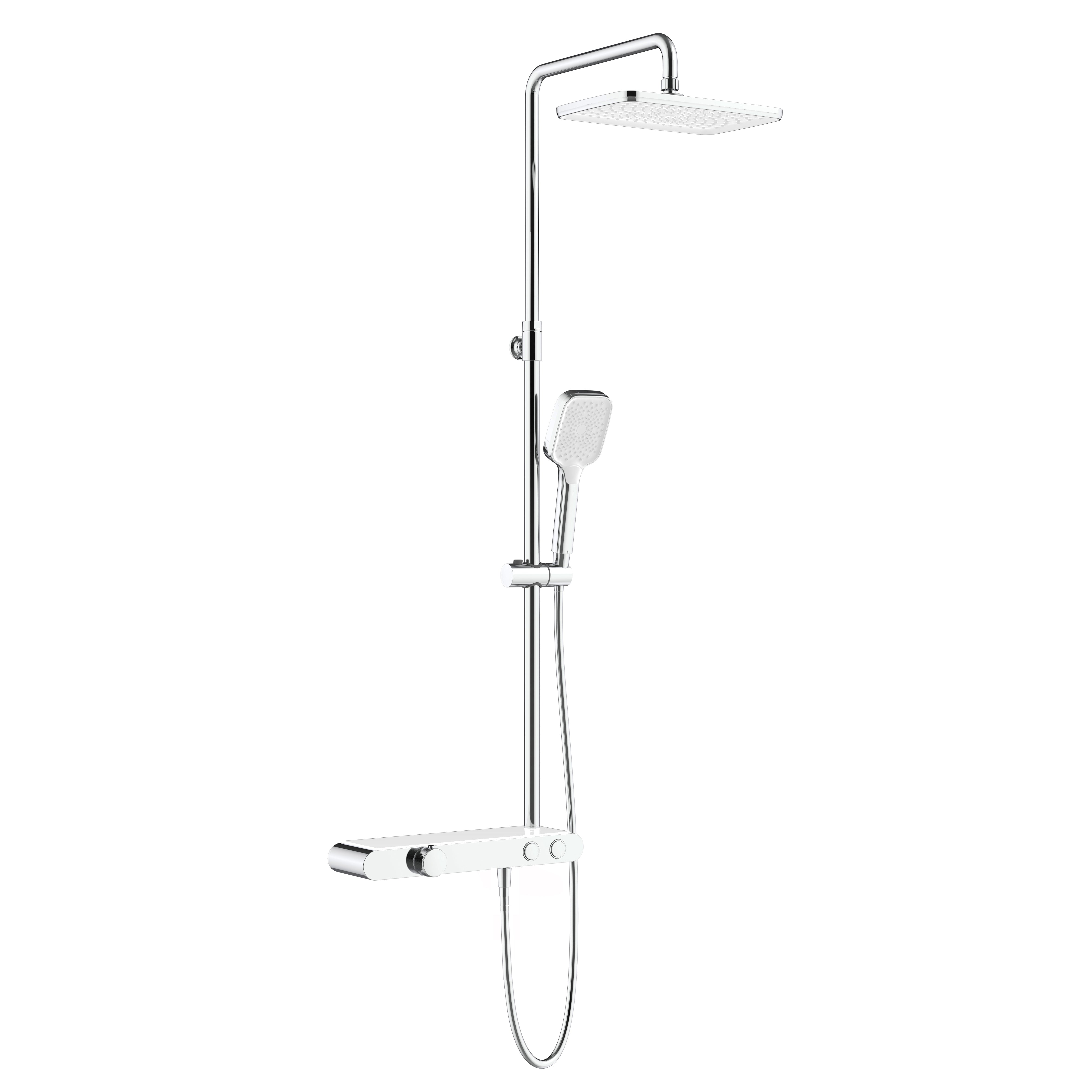 Aloni thermostatische douchekraan met planchet chroom wit