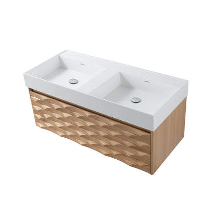 SH Magnolia wastafelonderkast - 1 lade - greeploos - soft close – 119x40x52 cm - licht eiken