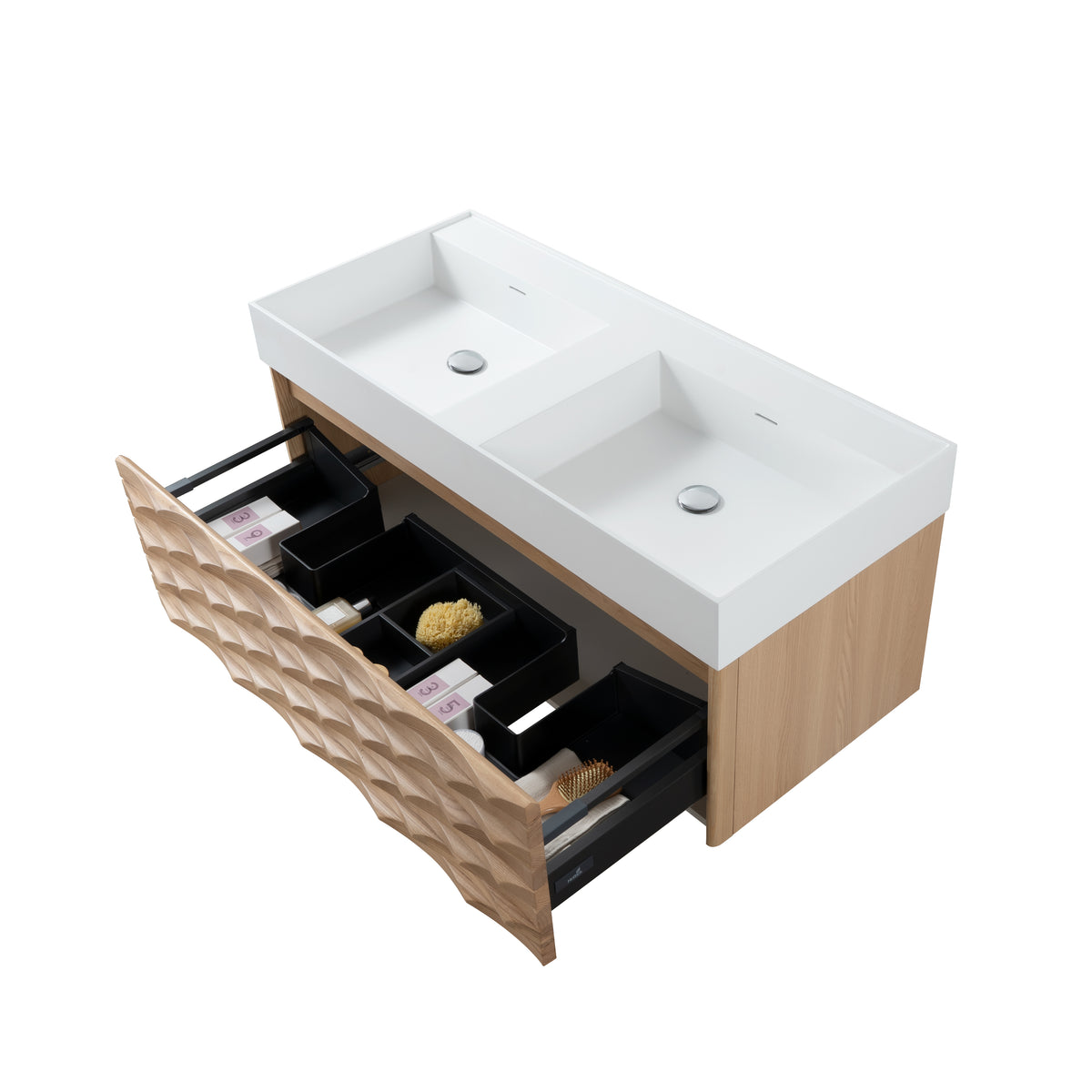 SH Magnolia wastafelonderkast - 1 lade - greeploos - soft close – 119x40x52 cm - licht eiken
