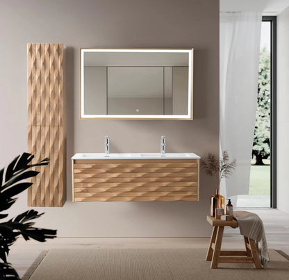 SH Magnolia kolomkast - 2 deuren - greeploos - soft close - omkeerbaar - 35x160x35 cm - licht eiken