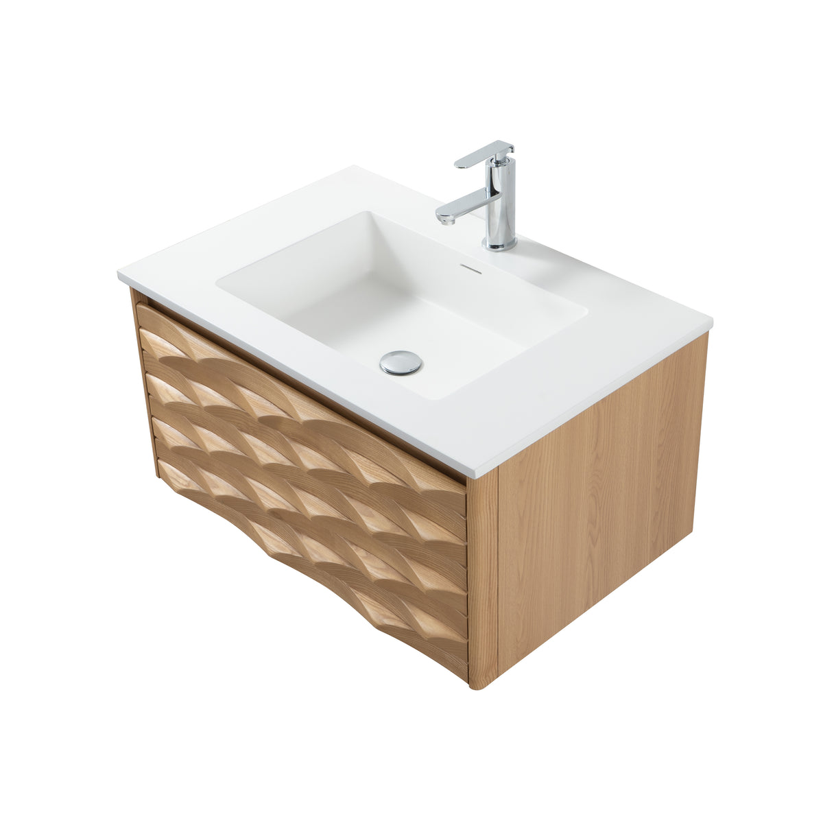 SH Magnolia wastafelonderkast - 1 lade - greeploos - soft close – 79x40x52 cm - licht eiken