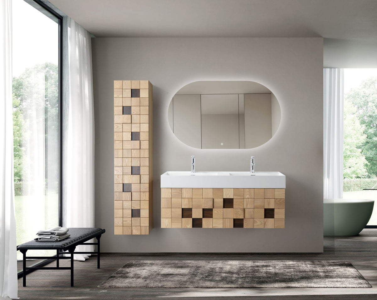 SH Mimoza wastafelonderkast - 1 lade - greeploos - soft close – 119x40x52 cm - licht eiken, sfeerbeeld