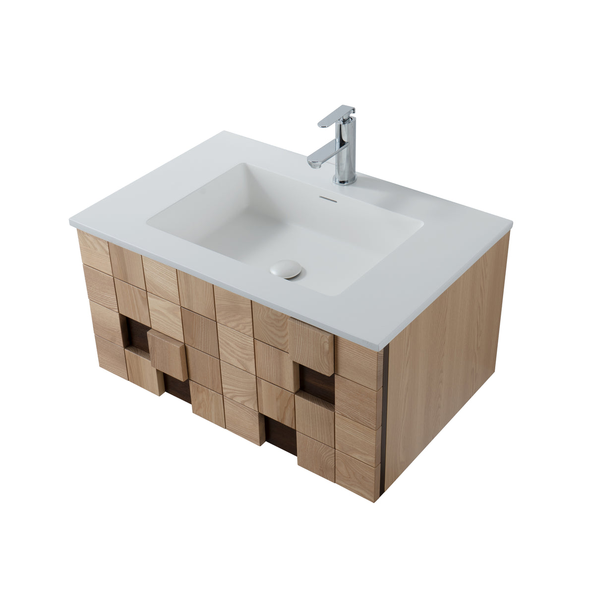SH Mimoza wastafelonderkast - 1 lade - greeploos - soft close – 79x40x52 cm - licht eiken