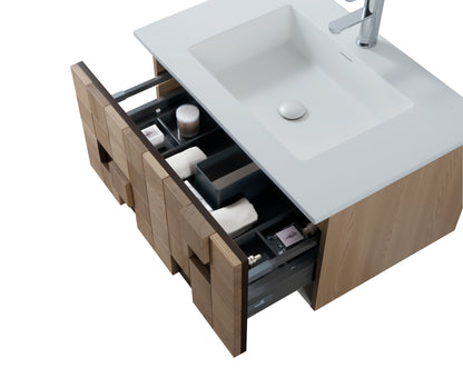 SH Mimoza wastafelonderkast - 1 lade - greeploos - soft close – 79x40x52 cm - licht eiken