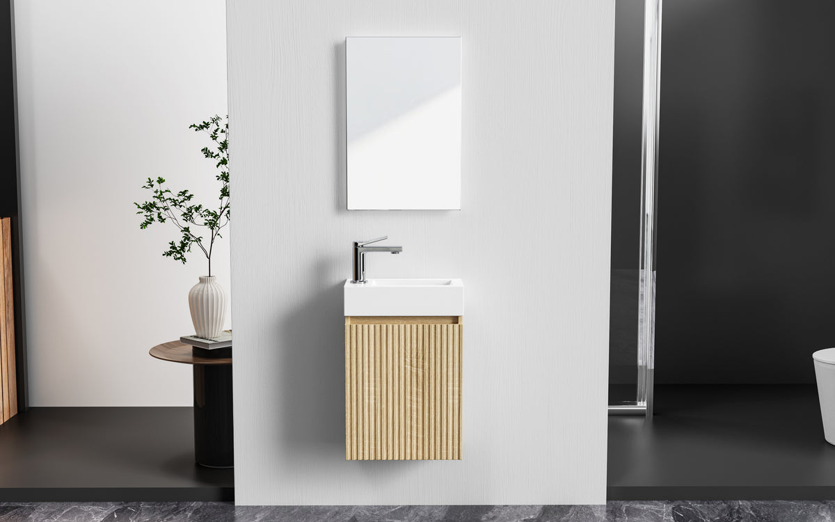 Aloni mikaro toiletspiegel - met lijst - 40x60x1,9 cm - licht eiken, sfeerbeeld