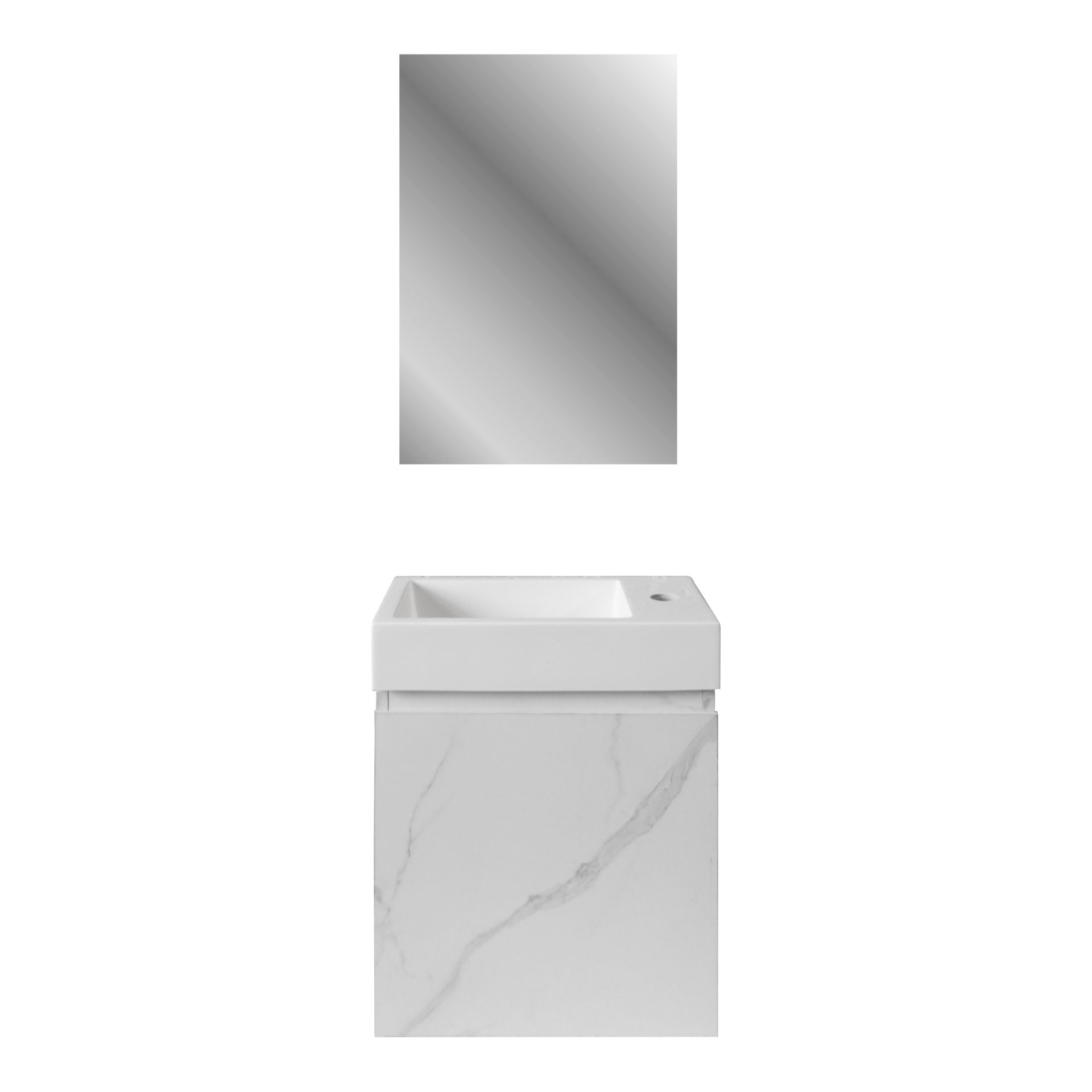 Aloni mkado toiletspiegel - met lijst - 40x60x1,9 cm - wit marmer