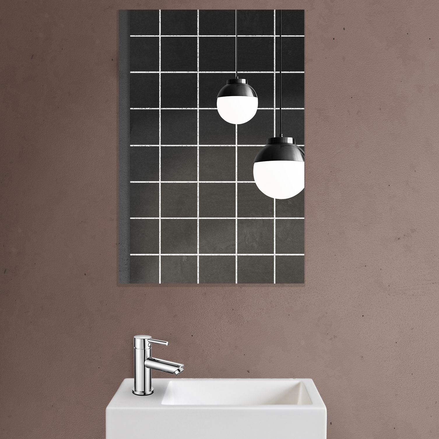 Aloni mkado toiletspiegel - met lijst - 40x60x1,9 cm - wit marmer