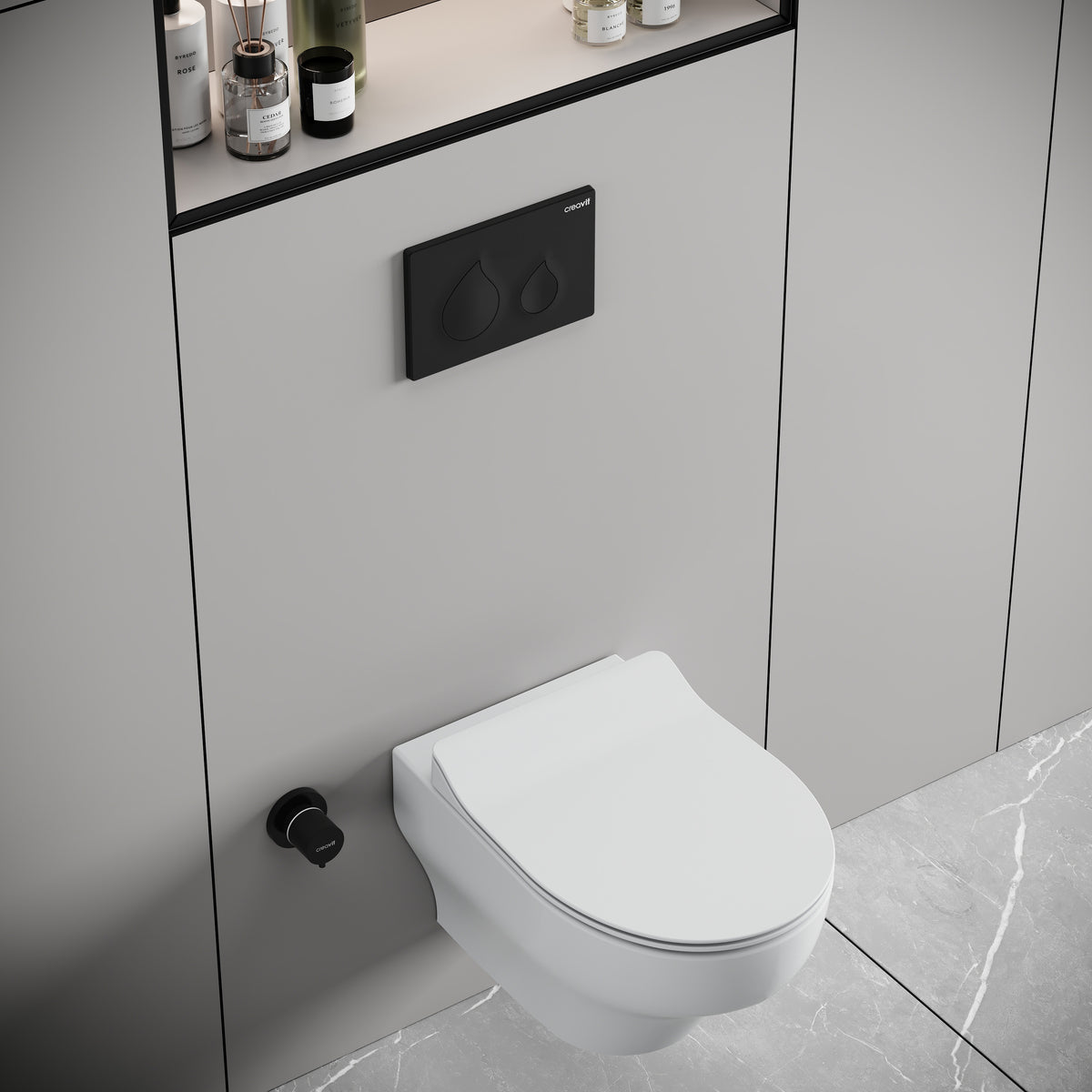 Creavit ness hangtoilet met bidet - tornado flush - randloos - zonder zitting - glanzend wit