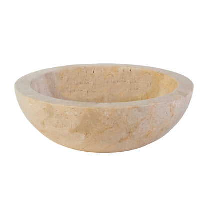 Volledig gepolijste waskom van steen - crème marmer 35x12cm