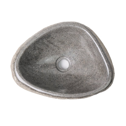 Aloni Ronde waskom van natuurlijke riviersteen dunne rand - grijs 30-35x15x1,5cm