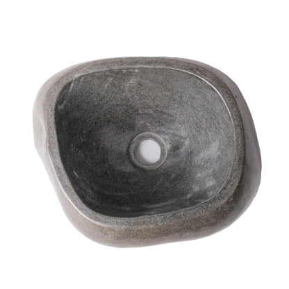 Aloni Volledig gepolijste waskom van natuurlijke riviersteen - zwart 30-35x15x1,5cm