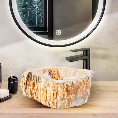 Aloni Waskom fossiel hout 30-35x15cm