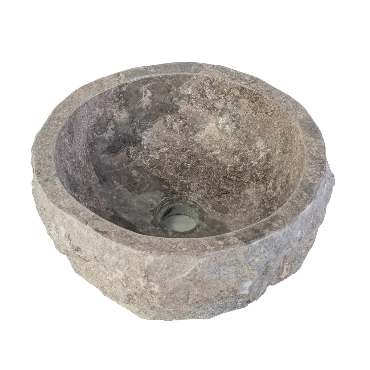 Aloni Geërodeerde natuurmarmeren waskom - grijs 30-35x15cm