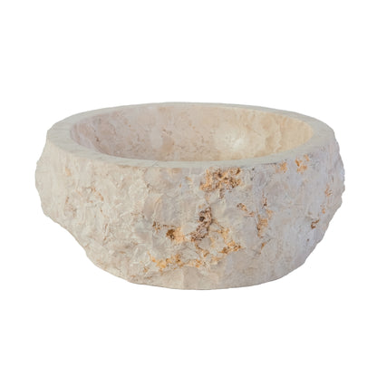 Geërodeerde natuurmarmeren waskom - crème 30-35x15cm