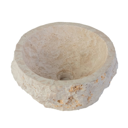 Aloni Geërodeerde natuurmarmeren waskom - crème 30-35x15cm