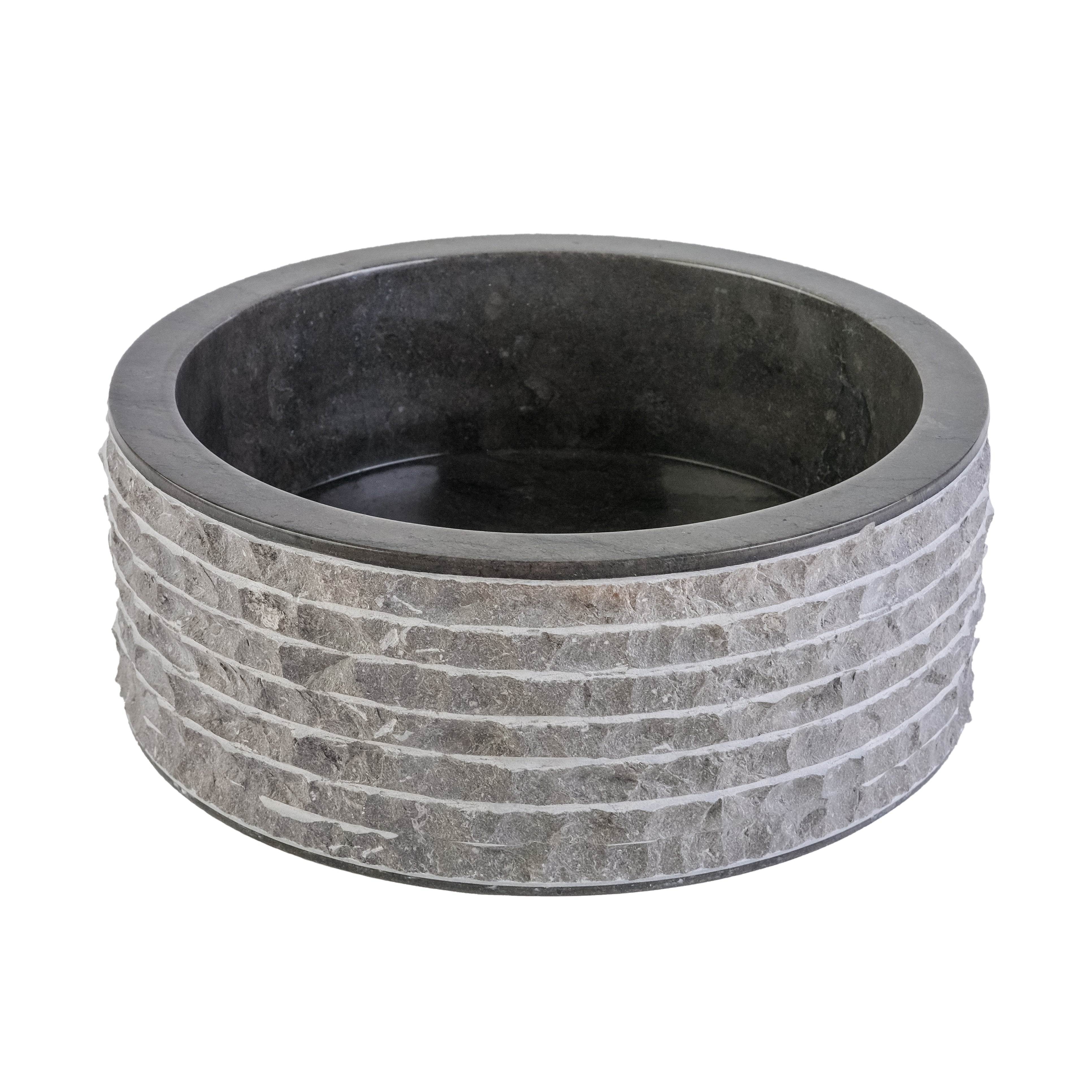 Marmeren alur waskom met gepolijste binnenzijde - zwart 40x15cm