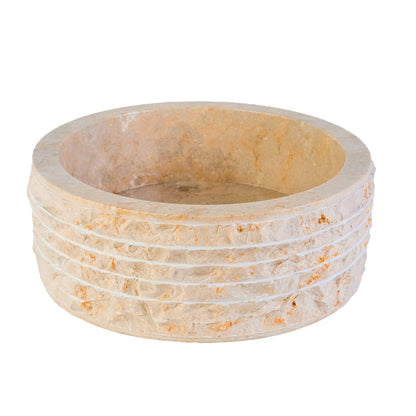 Marmeren alur waskom met gepolijste binnenzijde - crème 40x15cm