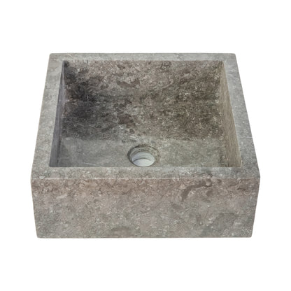 Aloni Vierkanten opbouw waskom volledig gepolijst - grijs 40x40x15cm