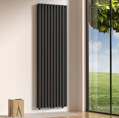 Belrad Verti ovaal radiator - 1800x600 - 2050w - mat zwart, sfeerbeeld