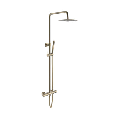 Aloni optima rondo regendoucheset - thermostatisch - opbouw - cool touch - belgaqua - geborsteld goud (PVD)