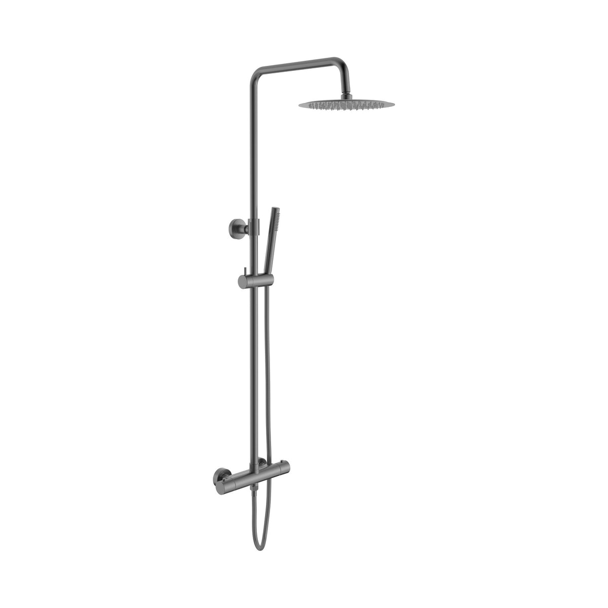 Aloni optima rondo regendoucheset - thermostatisch - opbouw - cool touch - belgaqua - gunmetal (PVD)