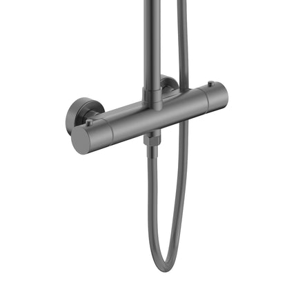 Aloni optima rondo regendoucheset - thermostatisch - opbouw - cool touch - belgaqua - gunmetal (PVD)