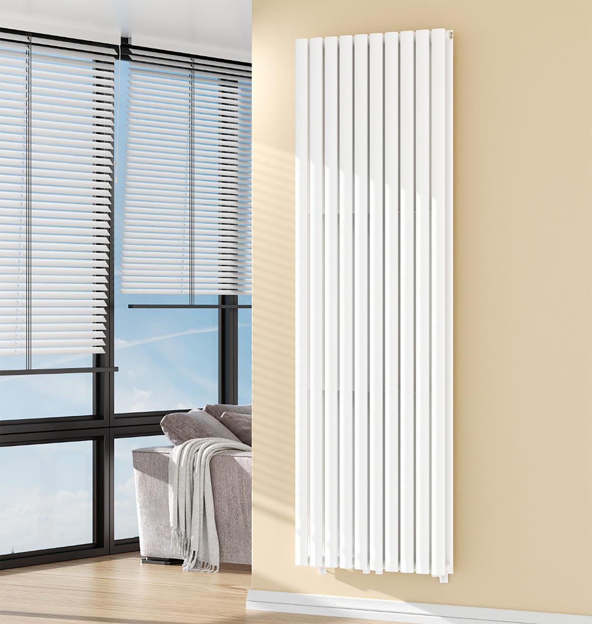 Belrad Verti ovaal radiator - 1800x600 - 2050w - glanzend wit, sfeerbeeld
