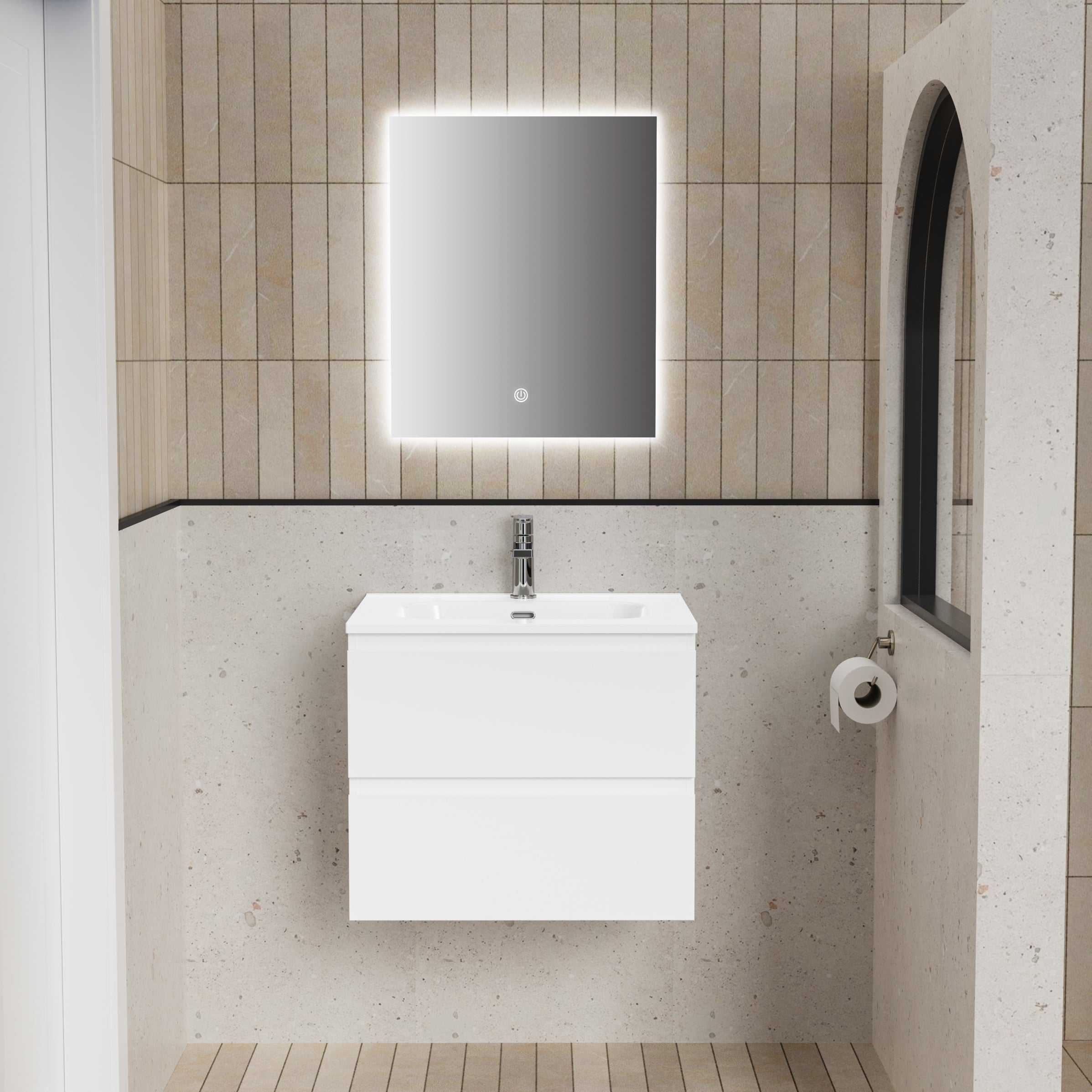 Aloni liva badkamermeubelset compleet 60cm glanzend wit